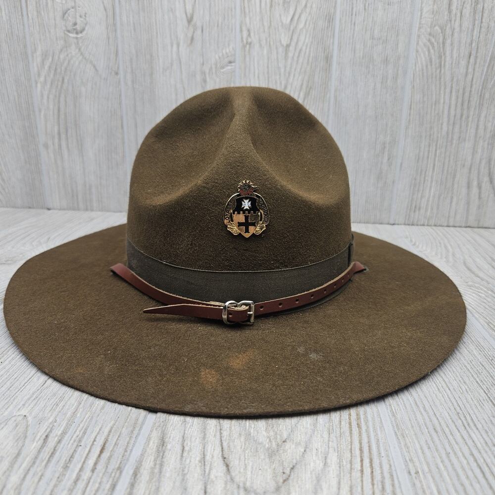 Vintage Campaign Hat / Drill Sergeant US Cavalry 5th‎ Regiment Olive Brown